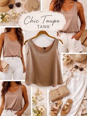 Banana Republic Taupe Satin Tank Top